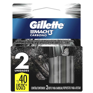 REFIL PARA BARBEADOR GILLETTE MACH3 CARBONO 2 CARGAS 