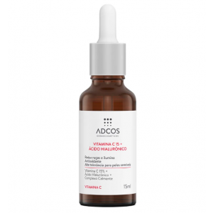 SÉRUM FACIAL ADCOS - VITAMINA C 15 + ÁCIDO HIALURÔNICO - 15ML