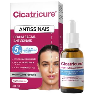 SÉRUM FACIAL ANTISSINAIS CICATRICURE COM COLÁGENO E ÁCIDO HIALURÔNICO 30ML 