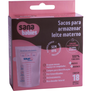 SACO DE LEITE MATERNO SANA BABIES COM 18 UNIDADES