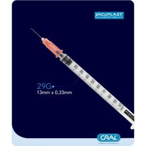 SERINGA PARA INSULINA VACUPLAST 13X0,33MM 100UI COM 1ML