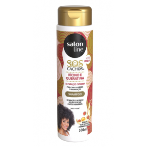 SHAMPOO SOS CACHOS RÍCINO E QUERATINA SALON LINE 300ML