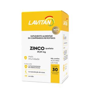 SUPLEMENTO ALIMENTAR LAVITAN ZINCO QUELATO 29,59MG COM 30 COMPRIMIDOS