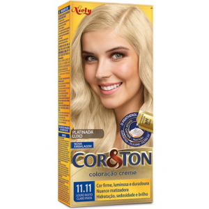 TINTA DE CABELO COR&TON 11.11 LOURO MUITO CLARO PRATA
