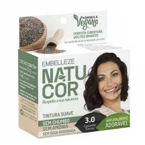 TINTA DE CABELO EMBELLEZE SUAVE NATUCOR 3.0 CASTANHO ESCURO