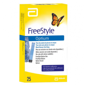 TIRAS DE GLICEMIA FREESTYLE OPTIUM COM 25 TIRAS