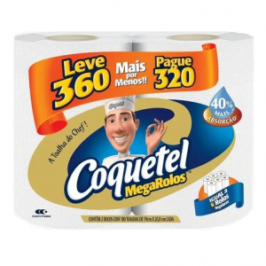 PAPEL TOALHA COQUETEL MEGAROLOS LEVE 360 PAGUE 320 