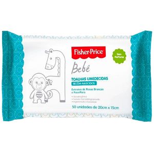 TOALHAS UMEDECIDAS SEM PERFUME FISHER PRICE COM 50 UNIDADES