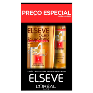 KIT ELSKIT ELSEVE ÓLEO EXTRAORDINÁRIO COM 1 SHAMPOO NUTRIÇÃO DE 375ML + 1 CONDICIONADOR NUTRIÇÃO DE 170ML