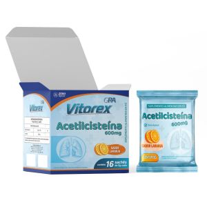 VITOREX ACETILCISTEINA 600MG COM 16 ENVELOPES